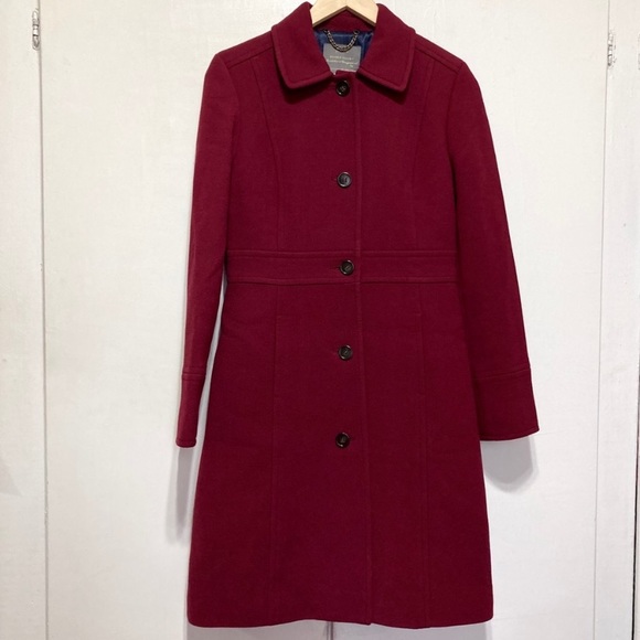 J. Crew Burgundy Red Lady Day Pea Coat Jacket 10 - Picture 4 of 13
